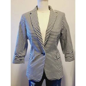 NEW Rachel Zoe B&W Gingham Check Print Blazer